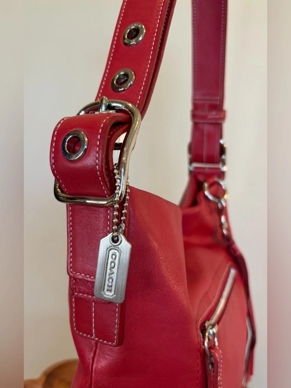 Vintage COACH Legacy Red Leather Shoulder Made in Turkey 1415 EUC